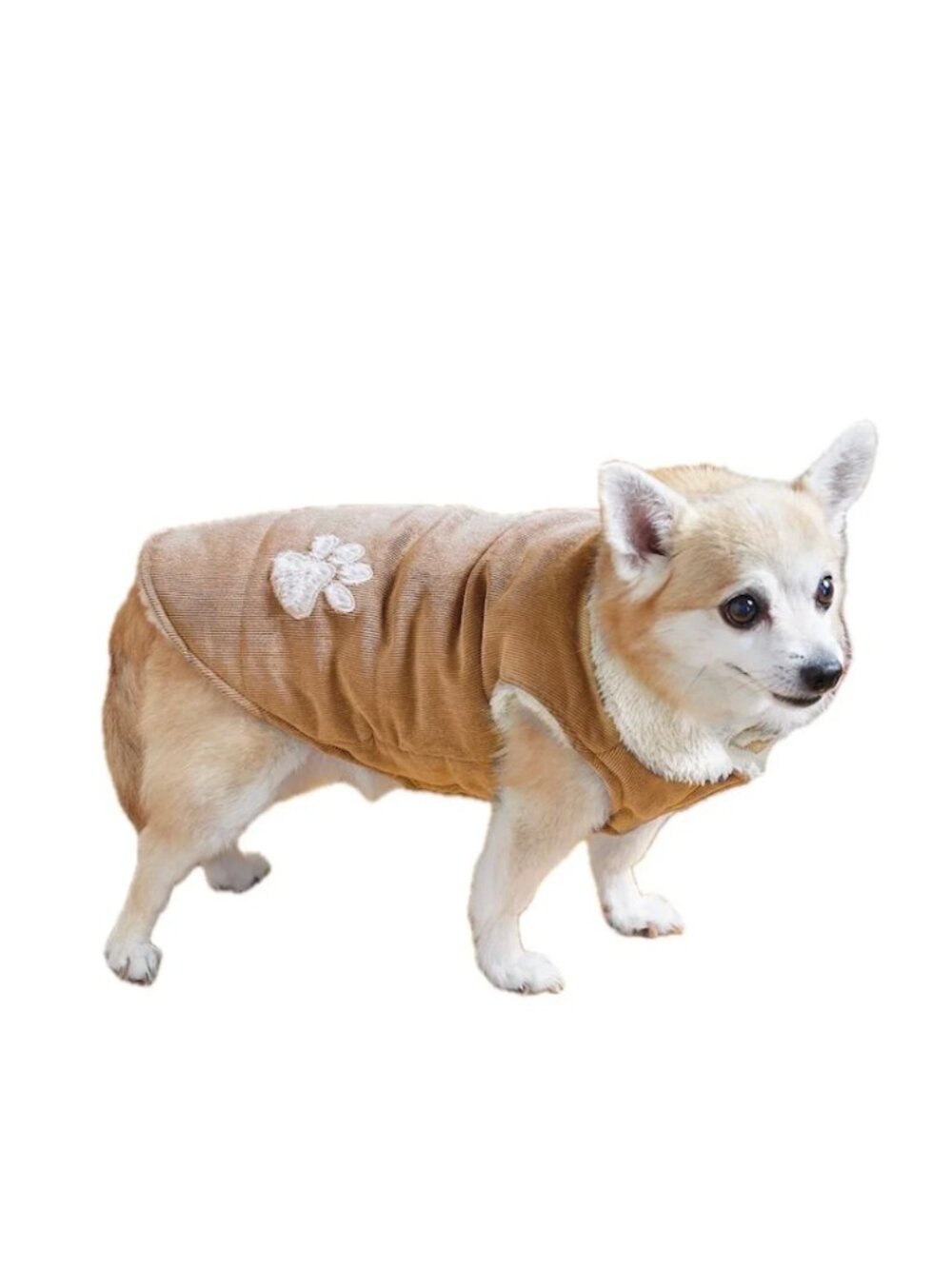 Small Dog Jacket Tan Corduroy Faux Fur-Lined Unisex XS   NEW